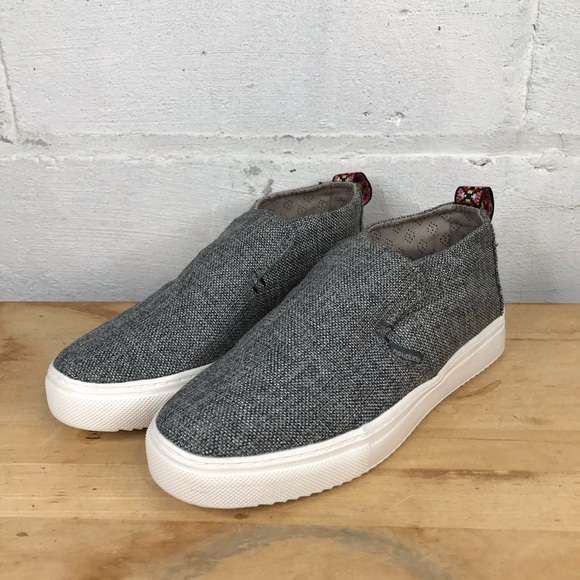 Hey Dude Shoes Hey Dude Womens Peyton Linen Grey Black Shoes Sz 9